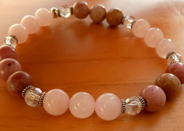 rose-quartz rhodonite healing reiki gemstone bracelet